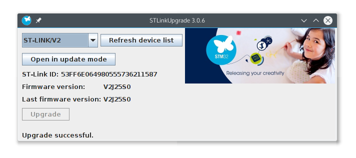 Fimrware successfully upgraded